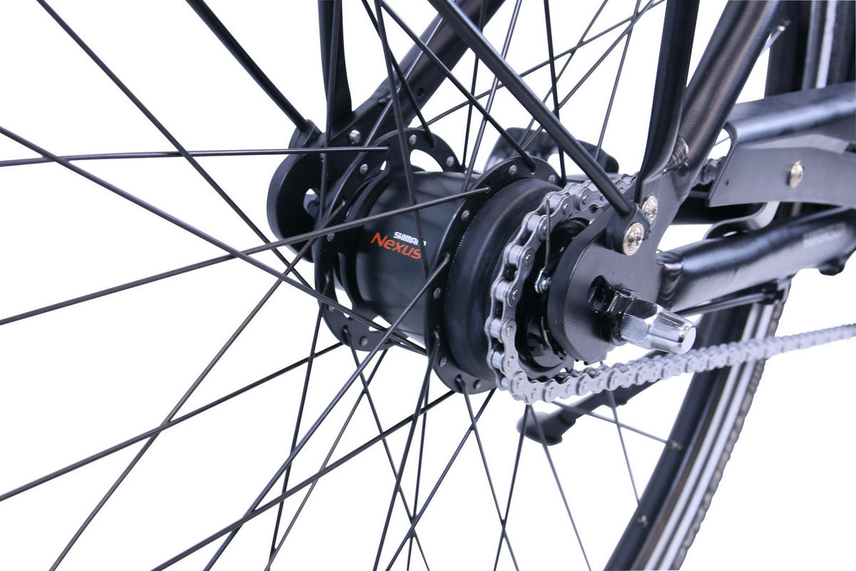 E-CITY Wave E-Bike Schwarz 7 Gang 28 Zoll Gr:46cm - Schwarz, Metall (46cm) - Hawk Bikes