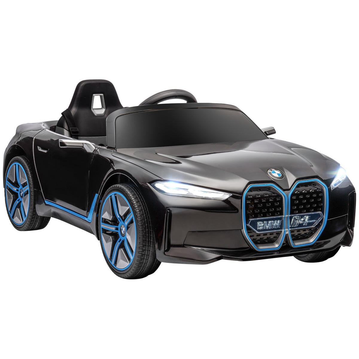 KINDER ELEKTROAUTO, Schwarz/Weiß, Kunststoff+ Eisen - Schwarz, Metall (115/67/45cm) - HOMCOM