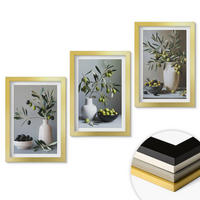 WANDBILDER 3er Set - 20x30 cm Goldrahmen - Oliven in schlichten Vasen - Goldfarben, Kunststoff (20/30cm) - ArtPrintCave