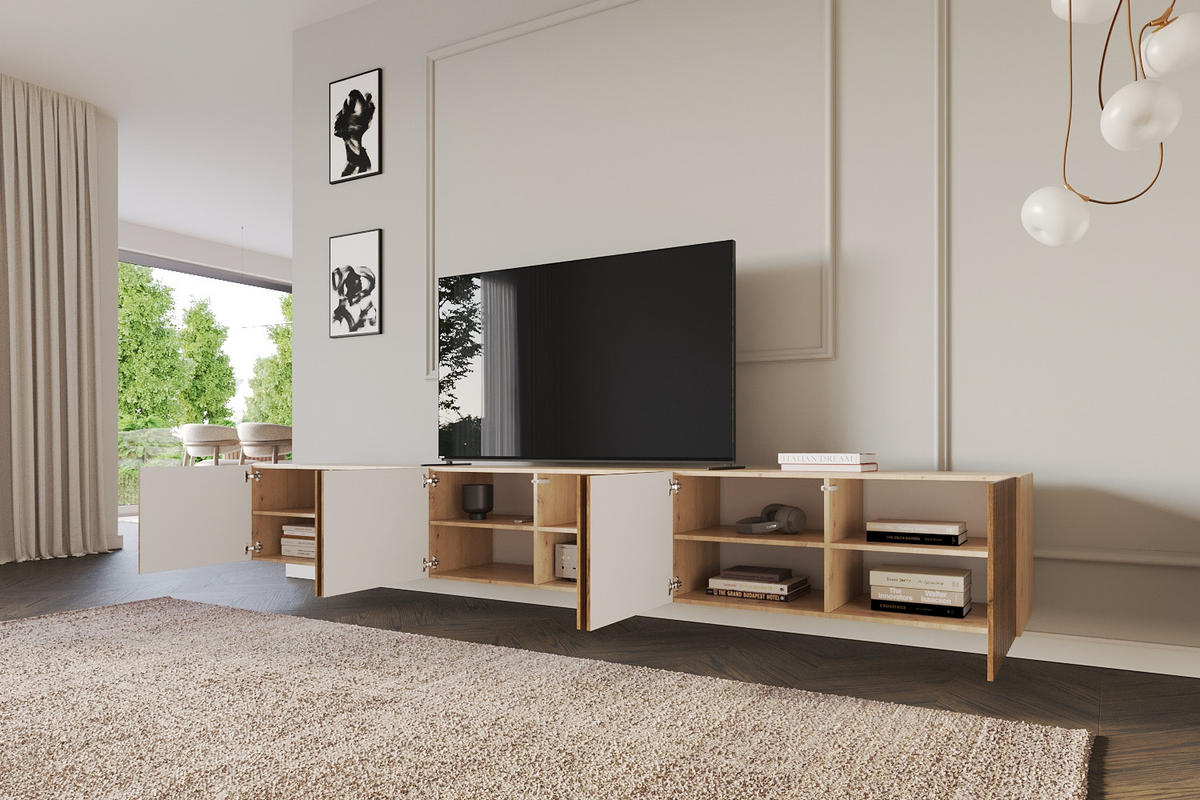 LOWBOARD KITO-W 3x100x40x41 cm - Artisan / Weiß - Weiß, Holzwerkstoff (300/40/41cm) - ALTDECOR