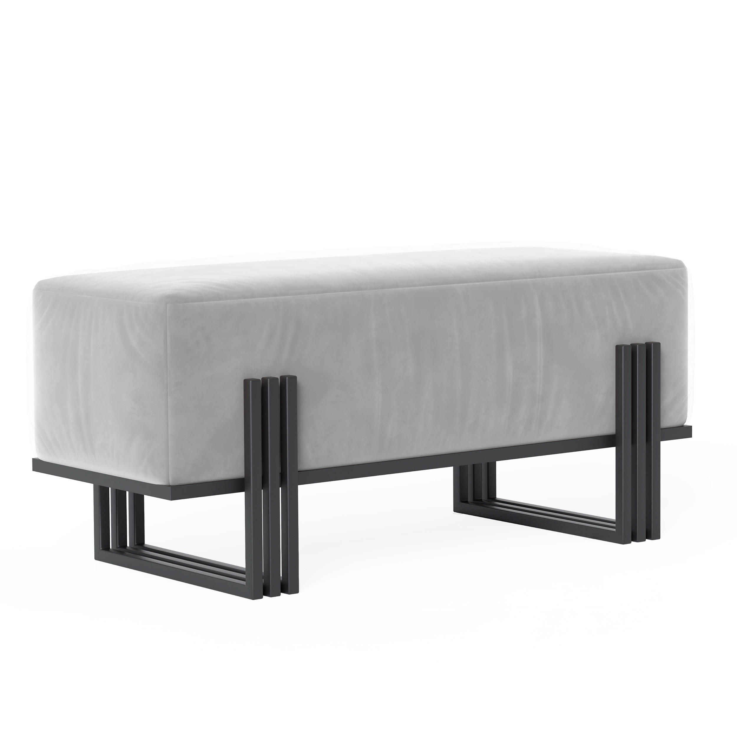 POLSTERBANK TEO 100 cm Schwarz / Grau ,Metallgestell - Grau, Metall (100/47/35cm) - Idohome