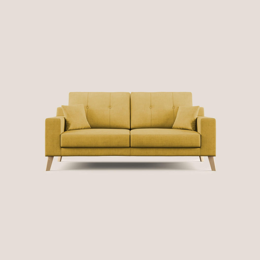 Thumbnail - Divani.store Linearsofa, Gelb, Textil, 3-Sitzer, Rechteckig, 186x95x91 cm, Wohnzimmer, Sofas & Couches, Sofas