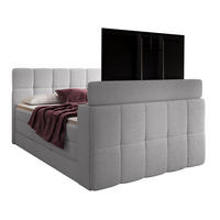 BOXSPRINGBETT Madison 3 hellgrau 180/200 H2/H3 mit TV-Lift - Hellgrau, Textil (180/200cm) - wonello