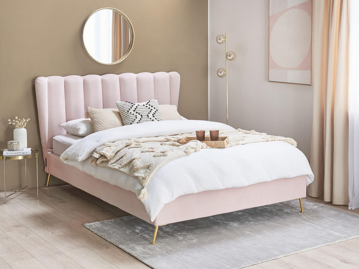 POLSTERBETT 140/200cm Rosa Miribel - Pink, Textil (140/200cm) - Beliani