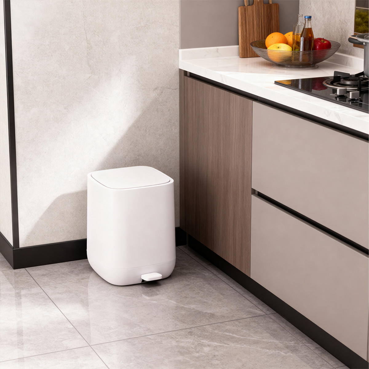 MÜLLEIMER - Weiß, Kunststoff (21/27/26cm) - Relaxdays