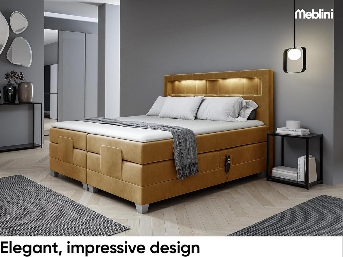 BOXSPRINGBETT ASPERO - Gelb, Holzwerkstoff (120/200cm) - Meblini