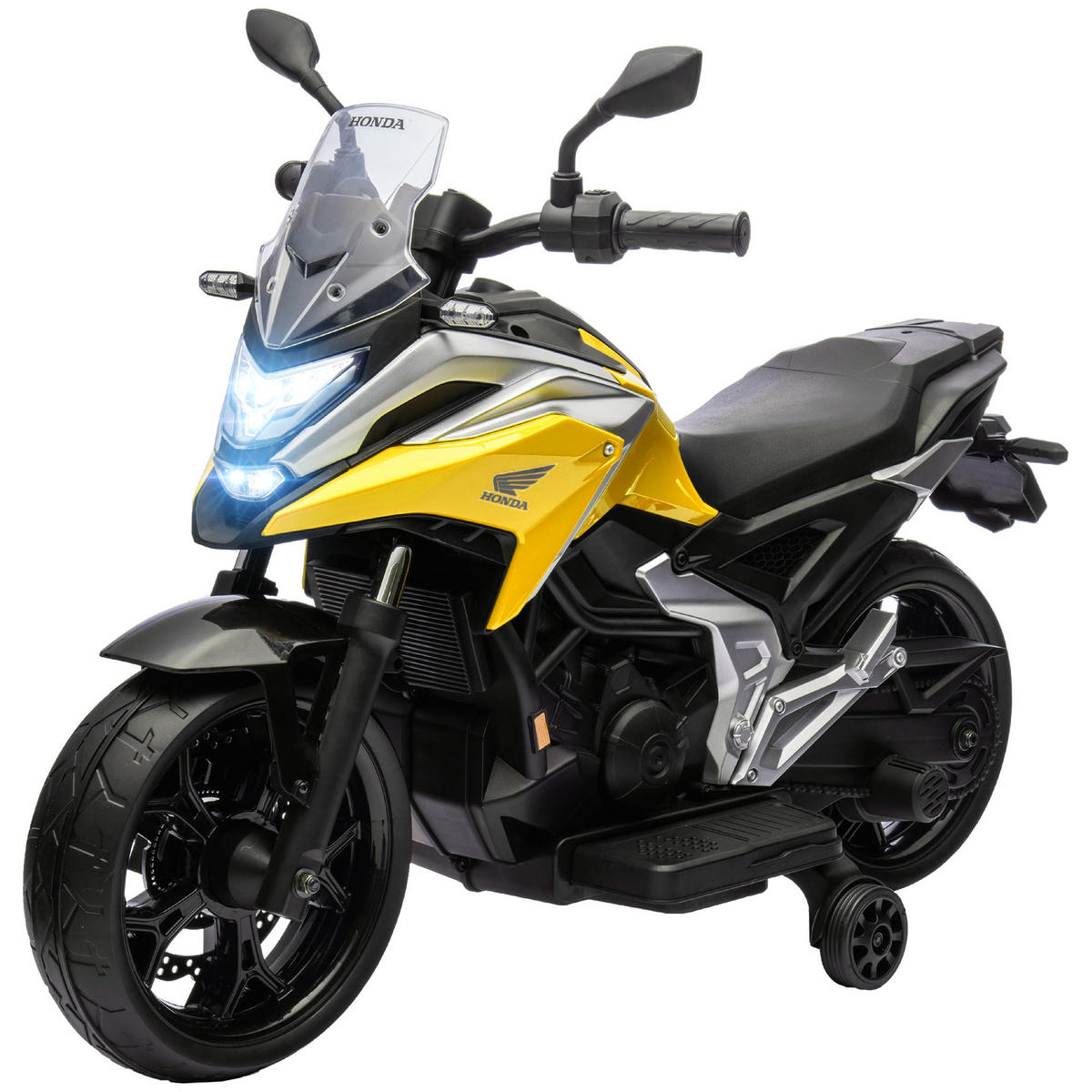 ELEKTRO-KINDERMOTORRAD DE-06160 Honda lizenziert mit Musik und Licht Gelb - Gelb, Kunststoff/Metall (107/46/75cm) - ComfortXL