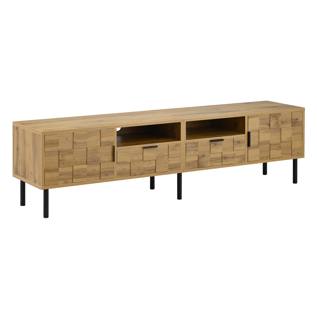 TV-SCHRANK mit 2 Türen und 2 Schubladen 160 cm Holzoptik Natur - Braun, Holzwerkstoff (35/42.5/160cm) - Beauniv