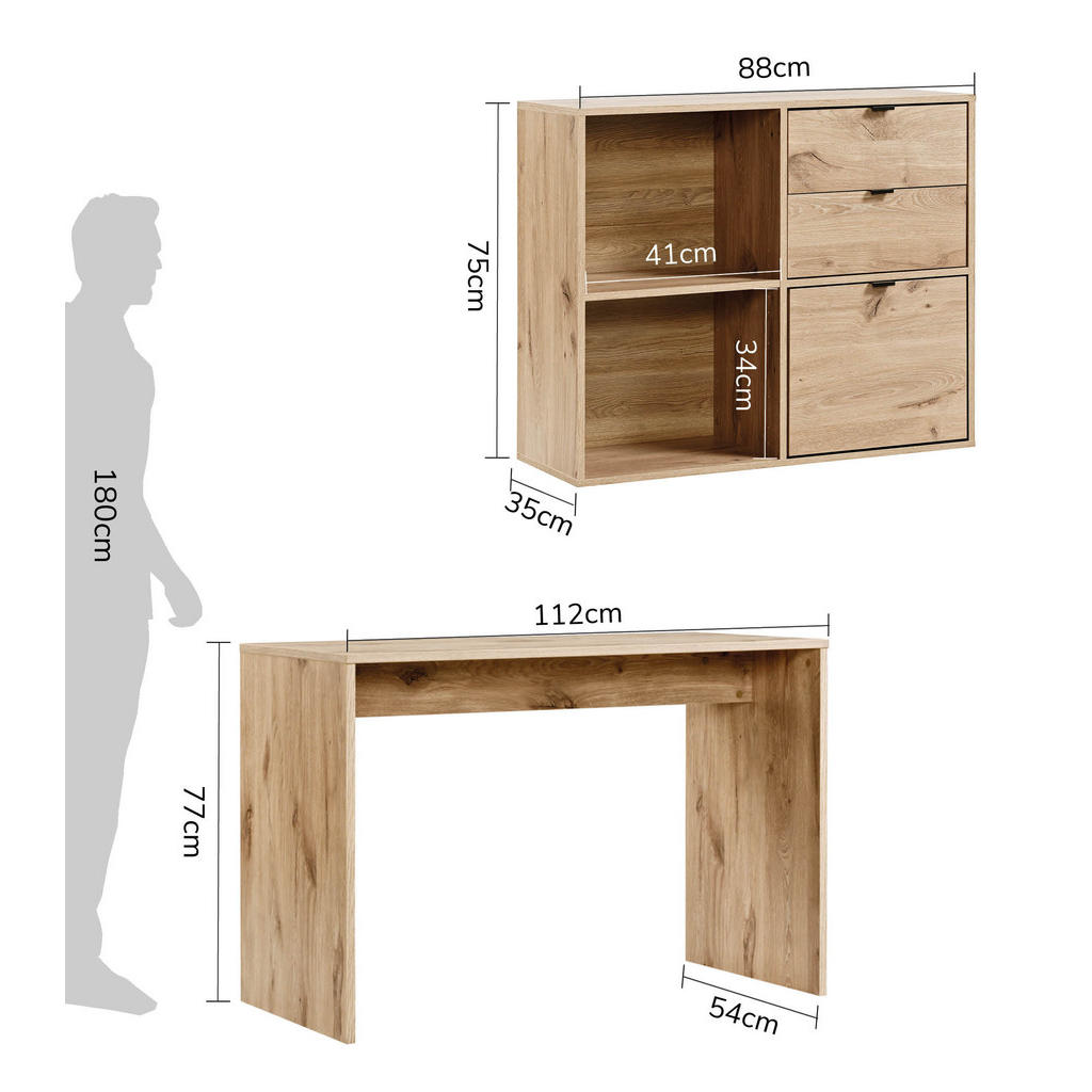 Thumbnail - Mokebo Schreibtisch, Eiche, Holzwerkstoff, 112x77x54 cm, Arbeitszimmer, Schreibtische, Bürotische