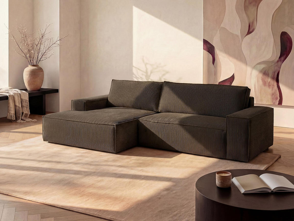 SCHLAFSOFA - 4 Personen - Samt, Stoff - Braun - - Dunkelbraun, Textil (267/85/167cm) - Vente-Unique
