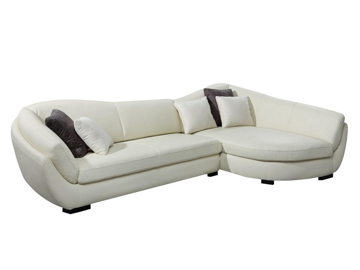 SOFA - 5 Personen - leder - elfenbeinfarben Caipi - Weiß, Leder/Holz (285/85/175cm) - Vente-Unique