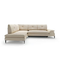 ECKSOFA BREZZA Beige Plüsch-Stoff mit Schlaffunktion - Beige, Holz (274/205cm) - MASSENO