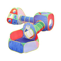 SPIELPLATZ 3 in 1 Faltbar Kinderzelt Bällebad Basketballkorb Polyester Multicolor - Multicolor, Kunststoff (260/90/270cm) - Livingandhome