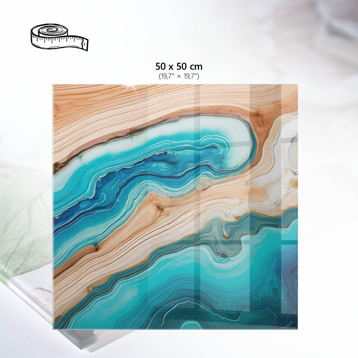 TISCHPLATTE 50x50 cm – Wellenförmige Abstraktion - Braun, Glas (50/50/0.4cm) - Wallfluent