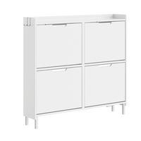 SCHUHSCHRANK 4 Türen Weiß 100x19x93cm Modern - Weiß, Holzwerkstoff (19/93/100cm) - SoBuy