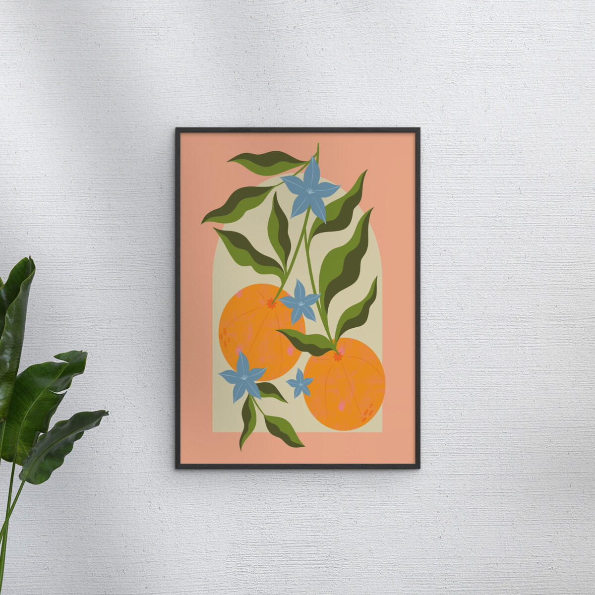 POSTER mit Rahmen Melissa Donne - Orange Branch with Flowers - Multicolor/Schwarz, Holz/Papier (70/100cm) - Poster&Frame