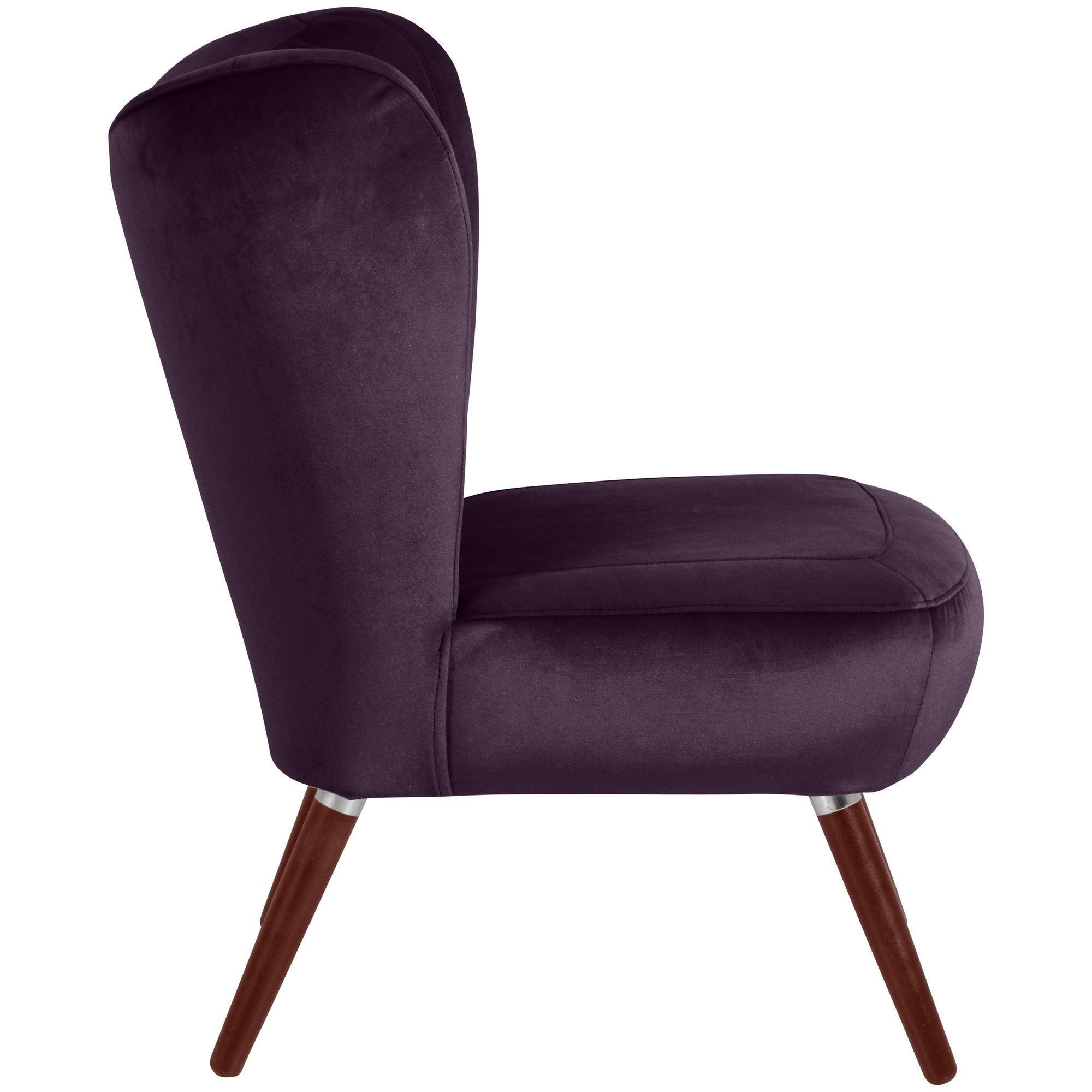 SESSEL Kathy Bezug Samtvelours Buche nussbaum dunkel / purple - Lila, Kunststoff (70/86/69cm) - 58aufmkessel