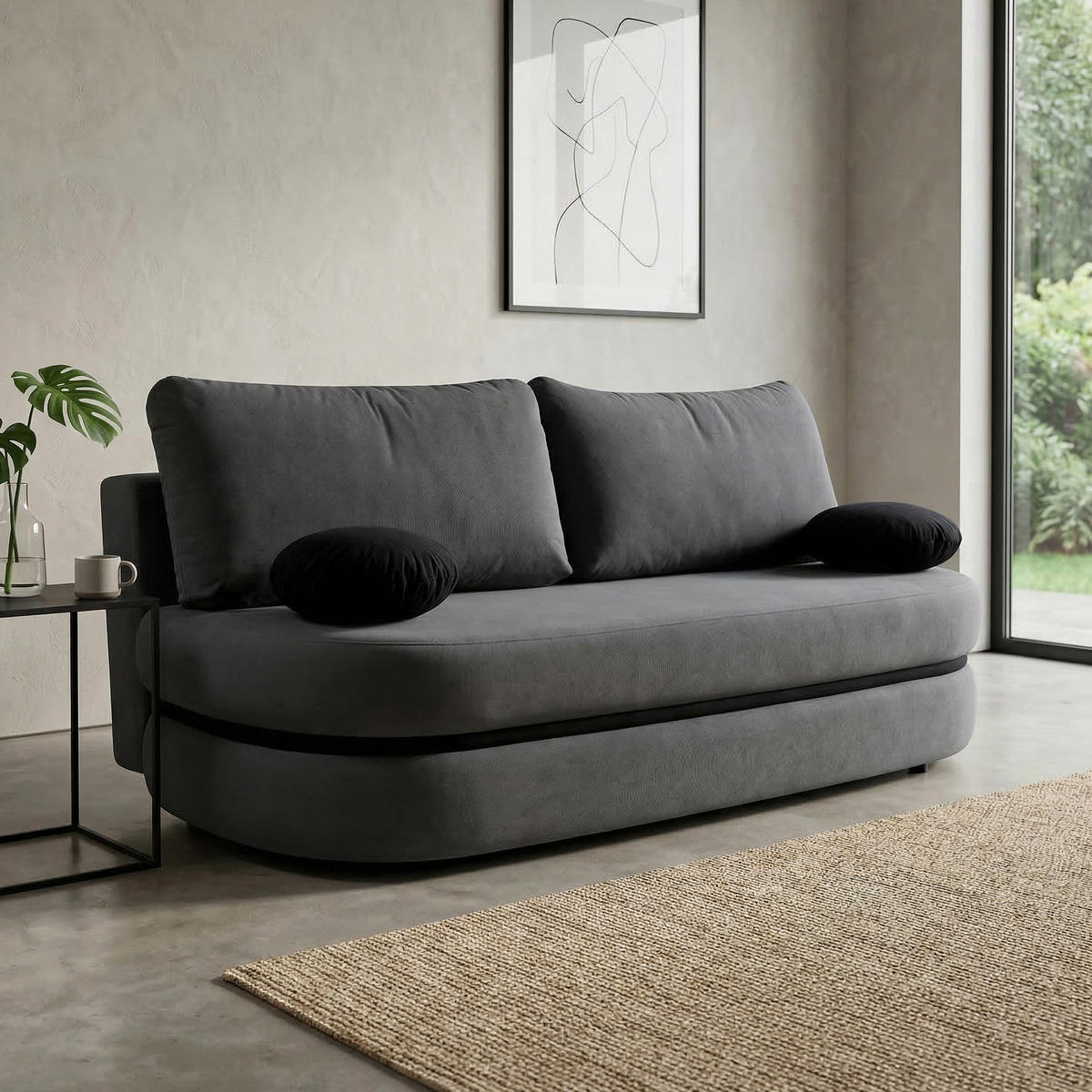 SCHLAFSOFA Valio 3-Sitzer mit Schlaffunktion, Grau - Grau, Textil (211/93/103cm) - Beautysofa