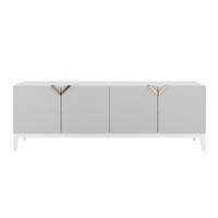 SIDEBOARD Demi Long, Weiß-Gold, Mit Gefrästen Fronten, Massive Buche - Goldfarben/Weiß, Holz/Holzwerkstoff (201.5/70/42cm) - Visby