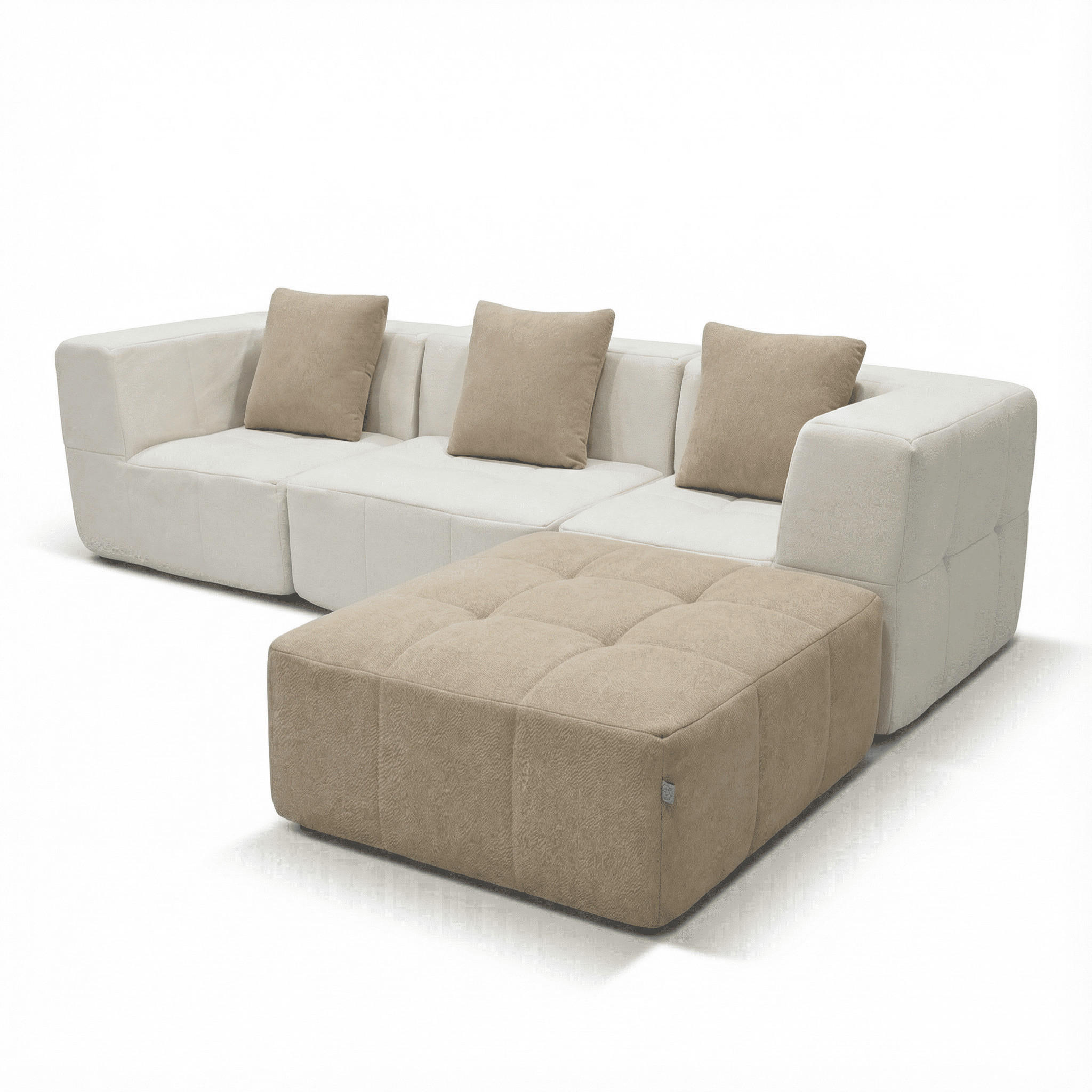 ECKSOFA Eden Komplett Weiß Sand 3-Sitzer - Beige, Textil (272/71/92cm) - COCO Living