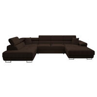 WOHNLANDSCHAFT Torezio Bis Cord, Seite: Links - Nussbaumfarben, Holz/Textil (346/90/203cm) - MIRJAN24