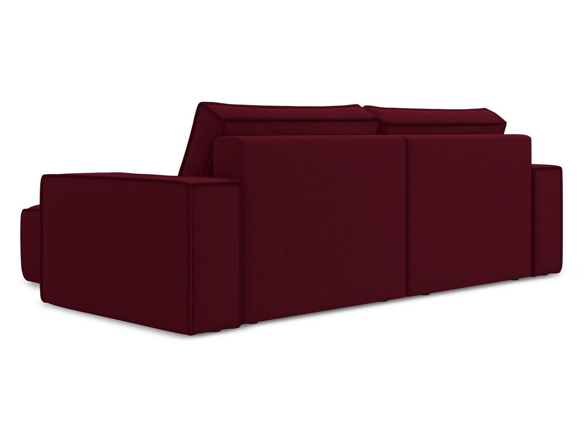 ECKSOFA mit Schlaffunktion Samt Stoff Rot - Bordeaux/Rot, Kunststoff/Textil (257/148cm) - Makamii