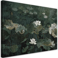 WANDBILD vintage seerosen - Grün, Textil (60/40cm) - Feeby