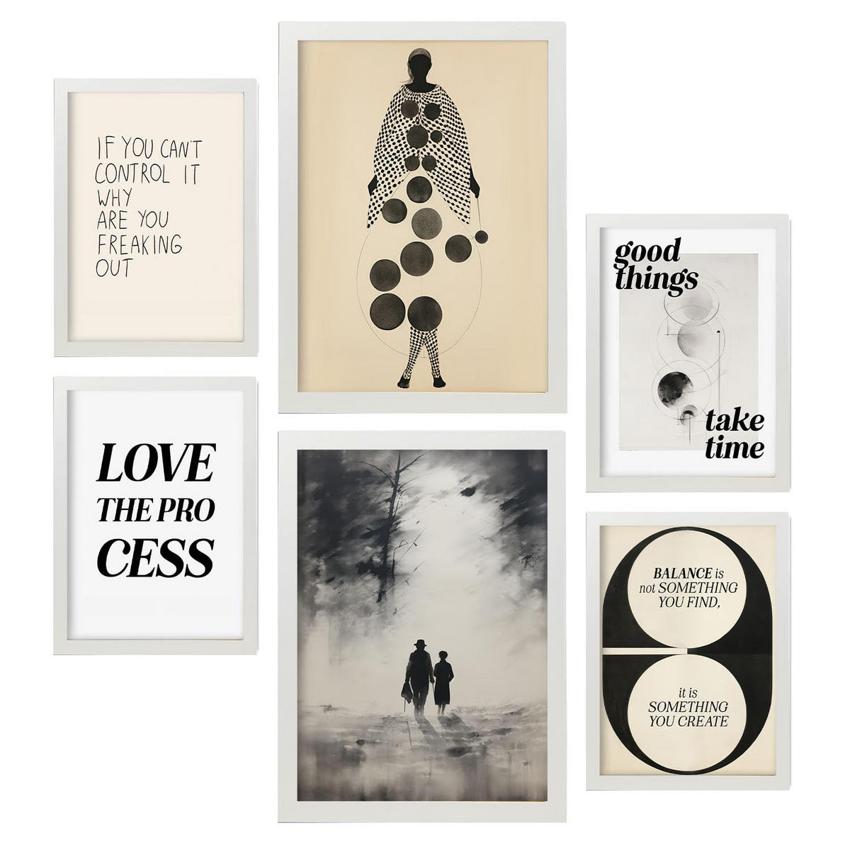 POSTER Set Mit 6 Abenteuerlich In Vielseitiger Stil A3 & A4 Weißer Rahmen - Weiß, Papier (29/3cm) - Nacnic