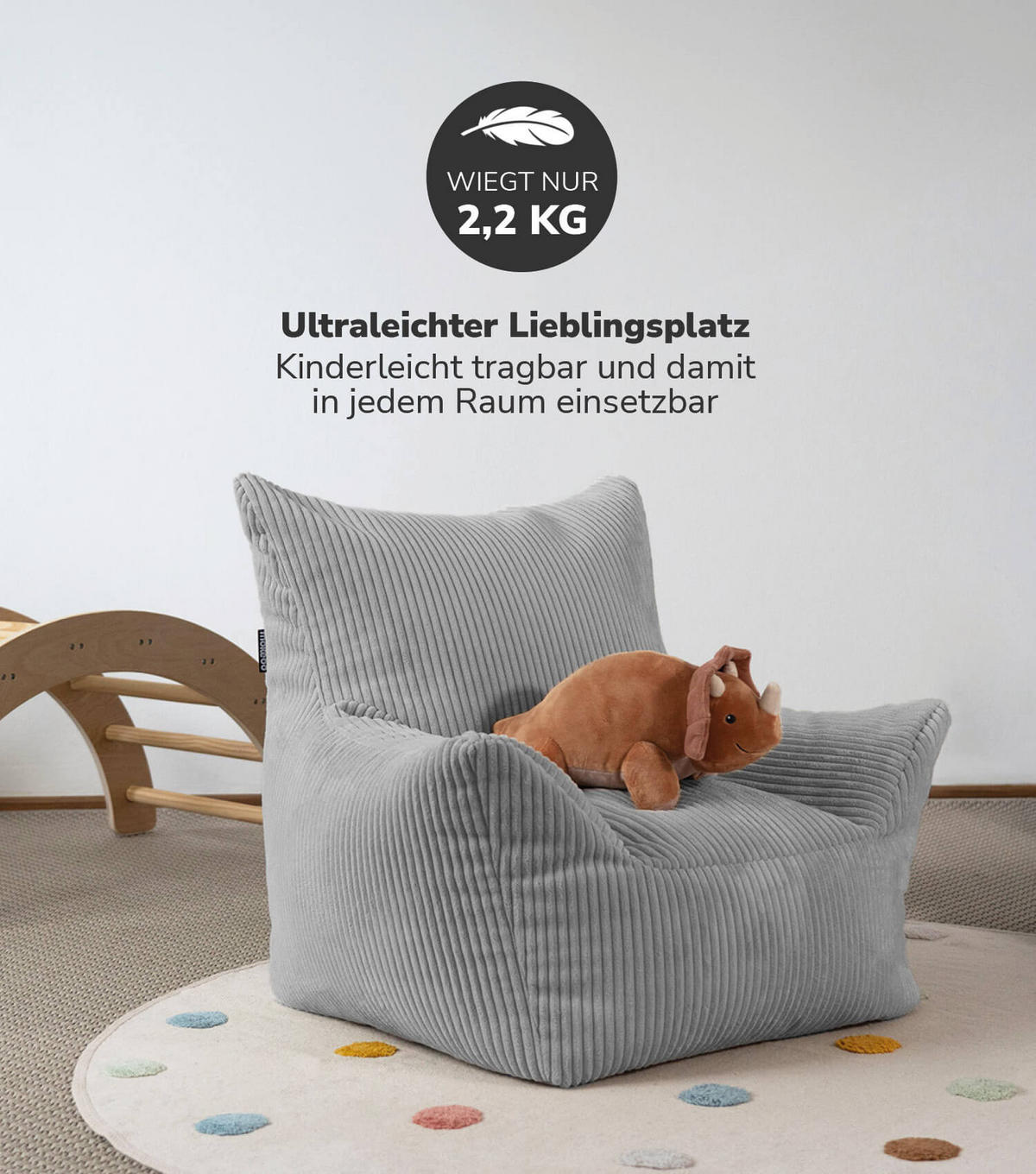 KINDERSESSEL Der Pausenheld - Grau, Textil (52/57/53cm) - Mokebo