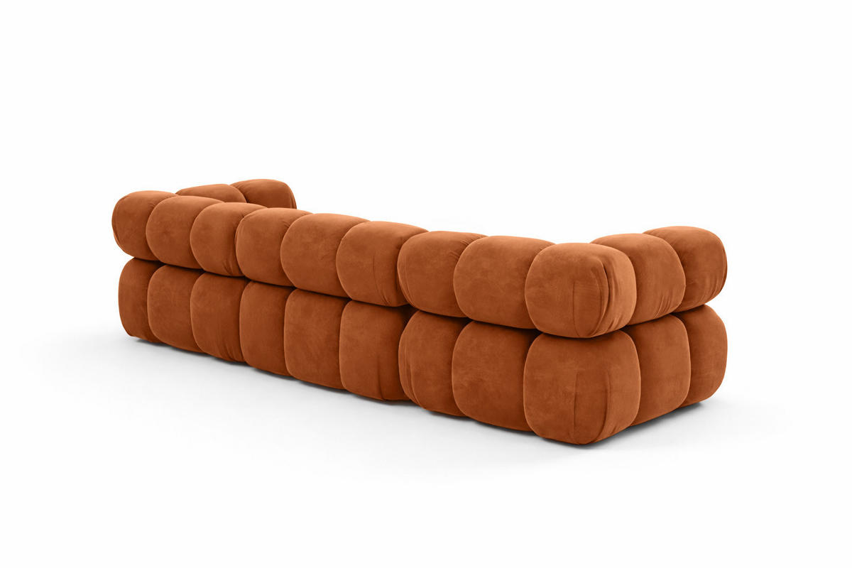 COUCH, 3-Sitzer Modular, Veloursstoff Salvador, Braun, Selia - Braun, Holz (285/70/95cm) - Kaiser Möbel