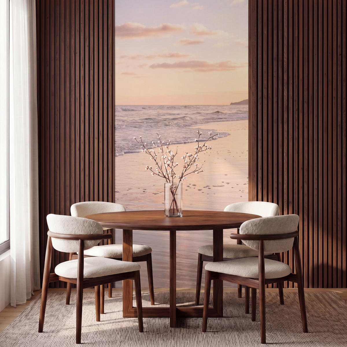 TAPETE - Strand - Brandung - Wolken - 140x280 cm - Hellrosa, Papier (140/280cm) - OnlyWow