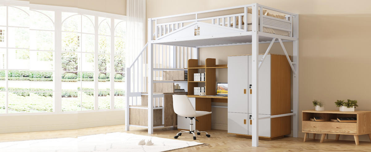 HOCHBETT 90x200 cm Metall Fenster weiß - Weiß, Metall (90/200cm) - LEBENLANG