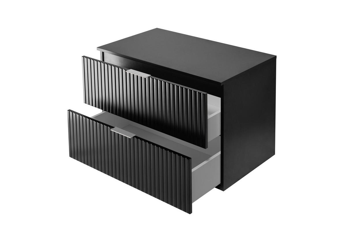 WASCHBECKUNTERSCHRANK, Schwarz, 80 x 57 x 46 cm, silberner Griff + Arbeitsplatte - Silberfarben/Schwarz, Holzwerkstoff (80/57/46cm) - 3XE LIVING