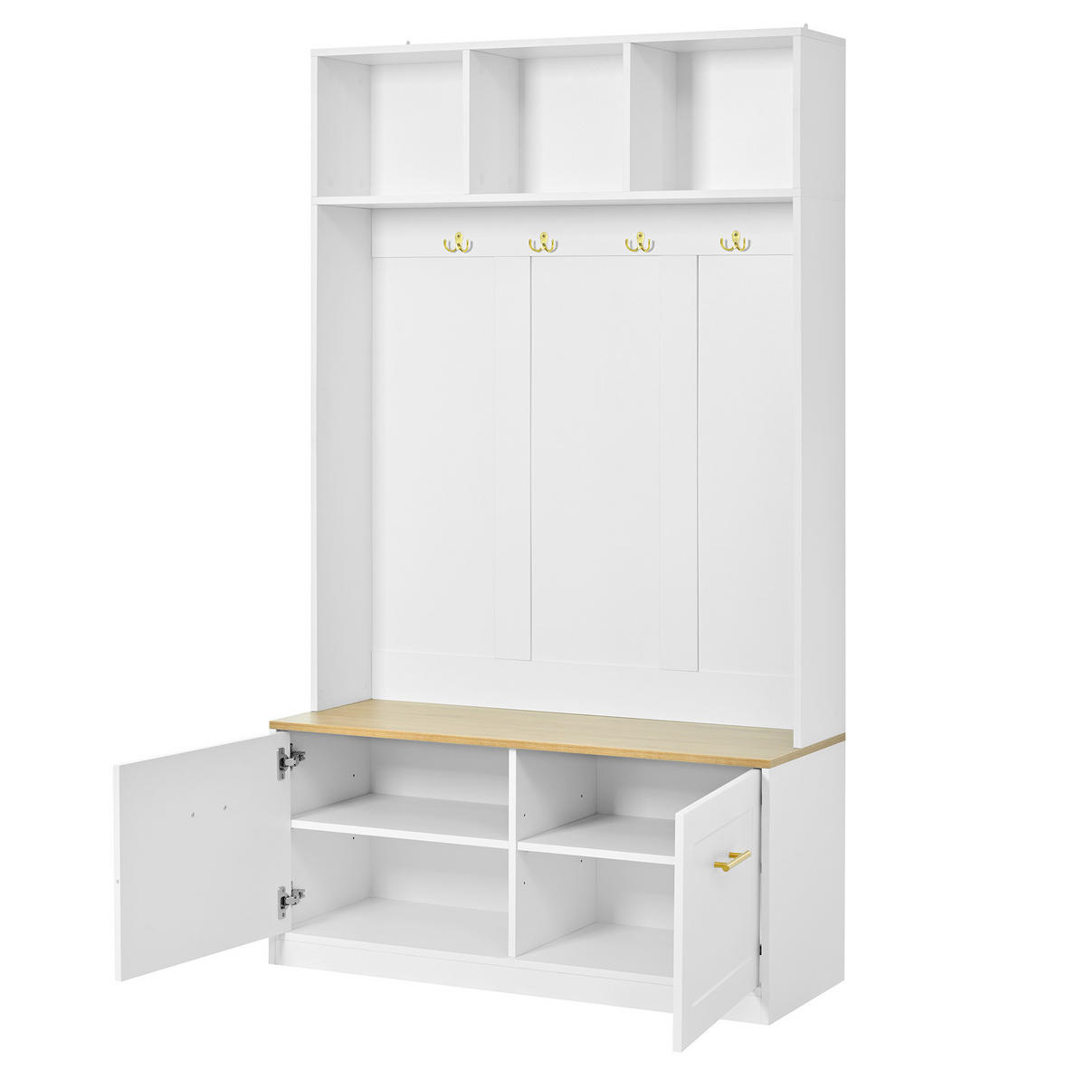 GARDEROBENSET 105/40/180 cm aus MDF und Spanplatte mit Sitzbank und Stauraum, Natur/Weiß - Naturfarben, Holzwerkstoff (105/180/40cm) - Redom