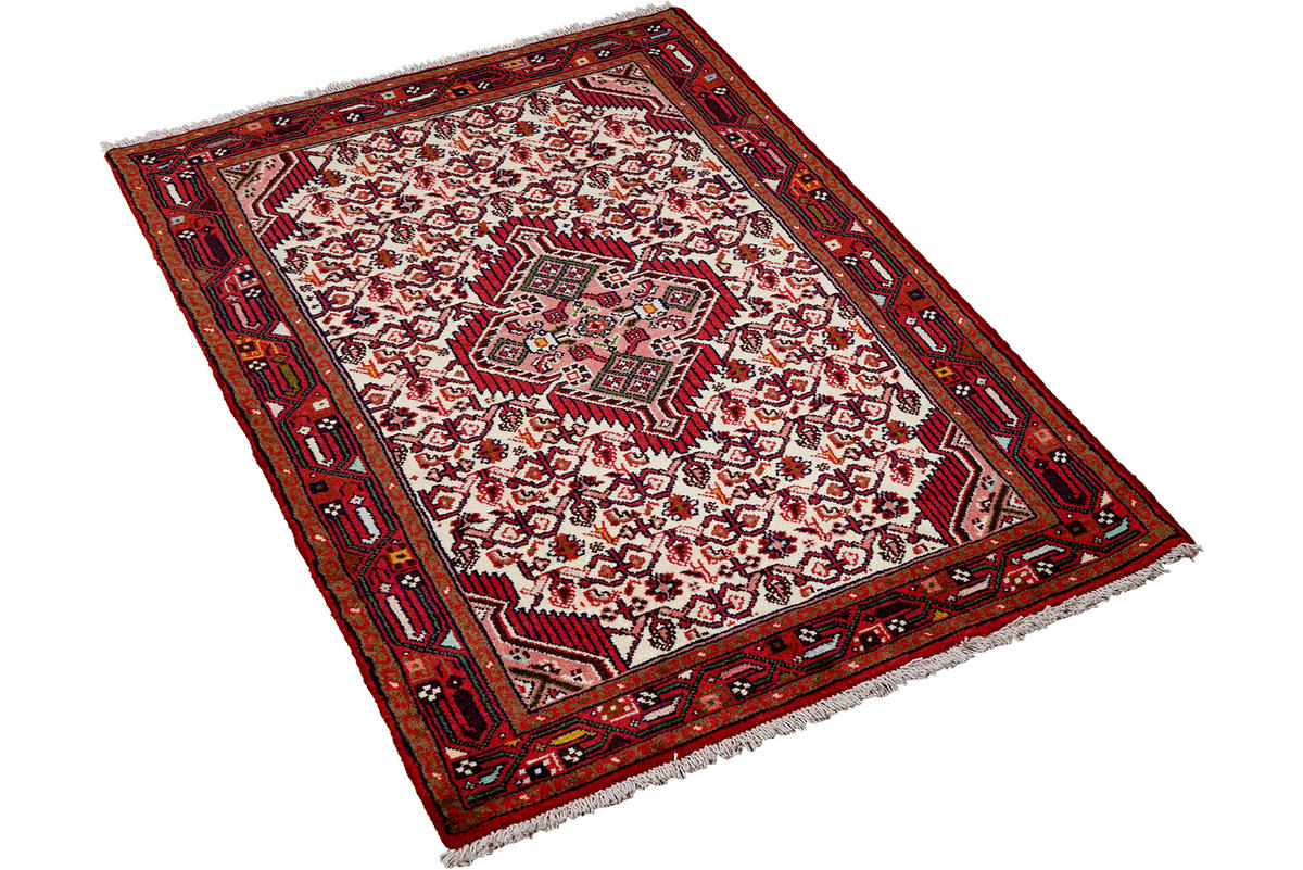 ORIENTTEPPICH handgeknüpft Assadabad Beige, Rot 144/82 cm Schurwolle - Beige/Rot, Textil (82/144cm) - Looma
