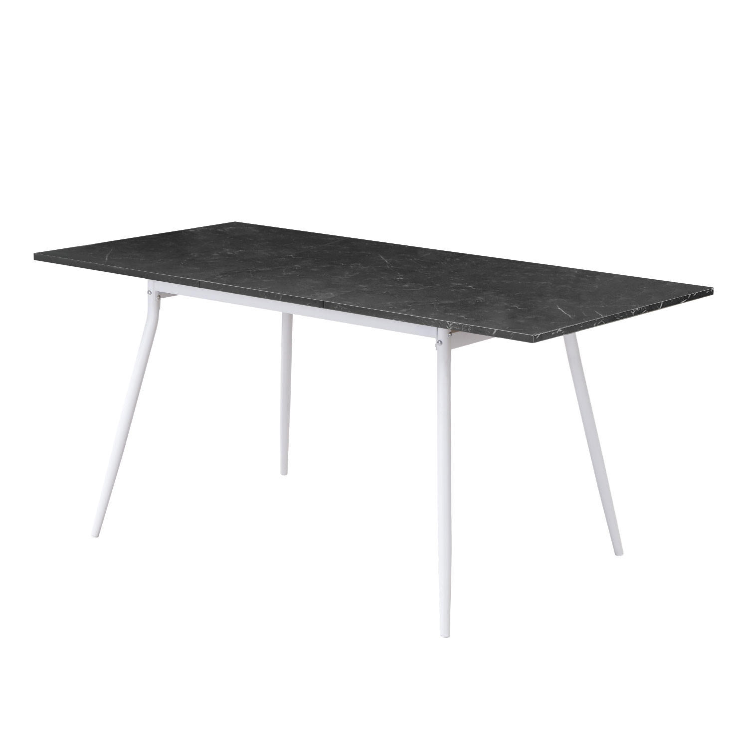 ESSTISCH LIO 120-160/80/76 cm - Schwarz/Weiß, Holzwerkstoff/Metall (120/80/76cm) - B&D Home