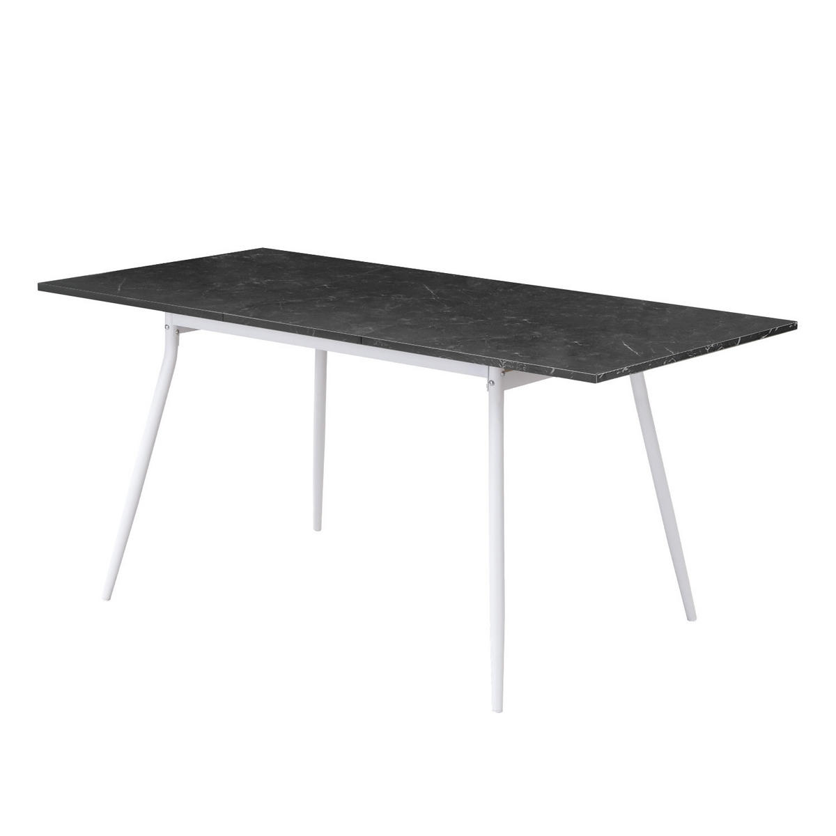 ESSTISCH LIO 120-160/80/76 cm - Schwarz/Weiß, Holzwerkstoff/Metall (120/80/76cm) - B&D Home