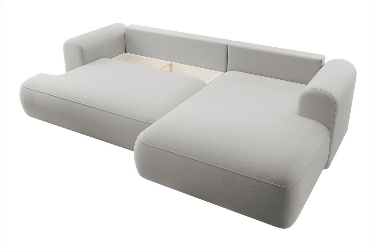 ECKSOFA Ovo Grau Velours - Schwarz/Grau, Kunststoff/Textil (260/165cm) - Selsey