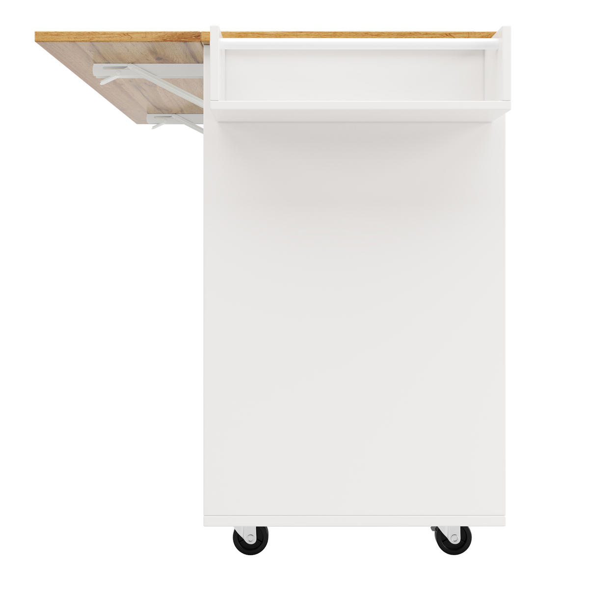 KÜCHENINSEL in Weiß Küchenwagen , multifunktional mit Stauraum und Snackregalen, B137.5/T65/H95.6cm - Weiß, Holzwerkstoff/Metall (118/95.6/40cm) - STILVORA