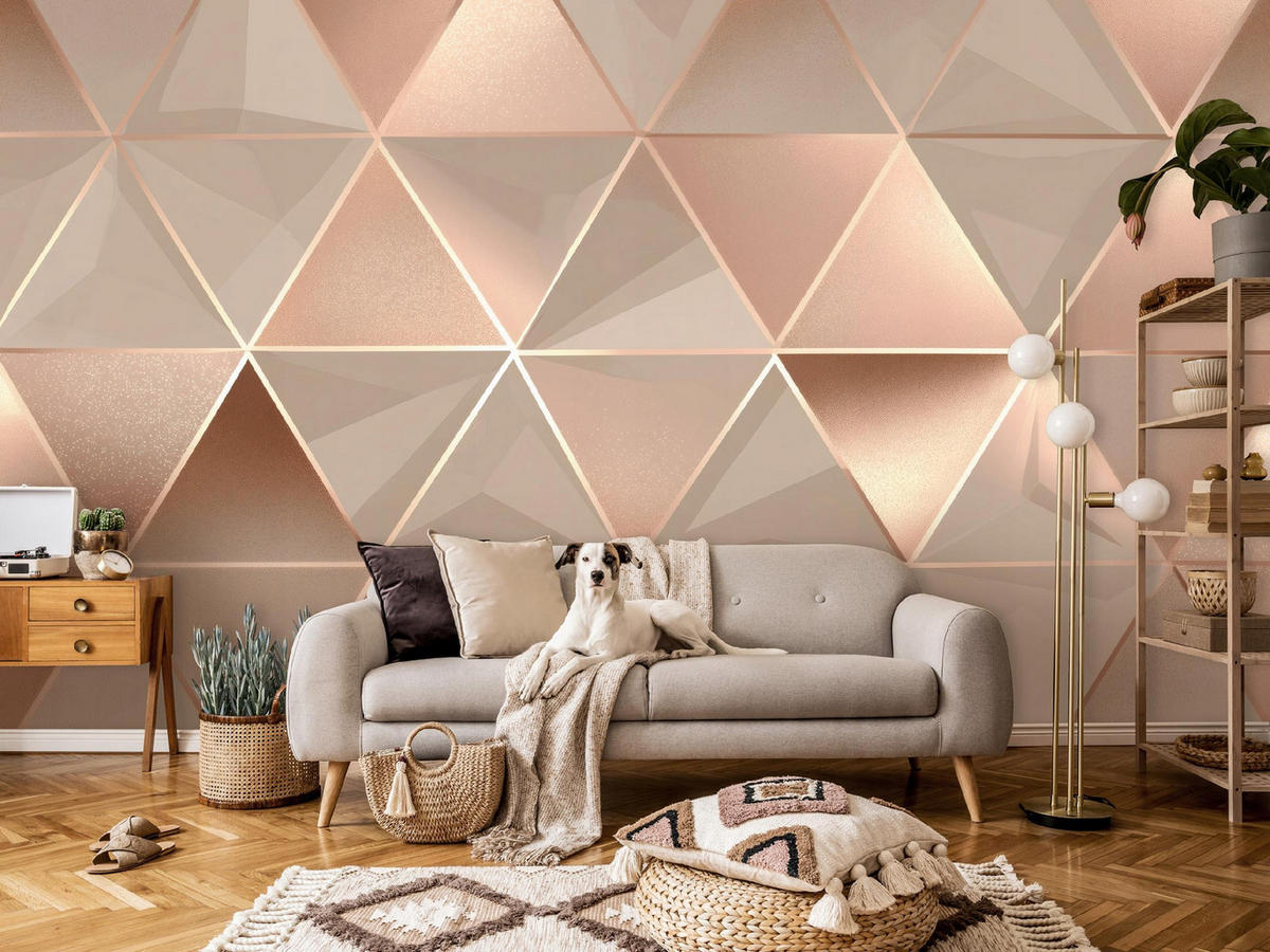 FOTOTAPETE Abstrakt Geometrisch Beige 400x280 cm - Multicolor, Papier (400/280cm) - Wallarena