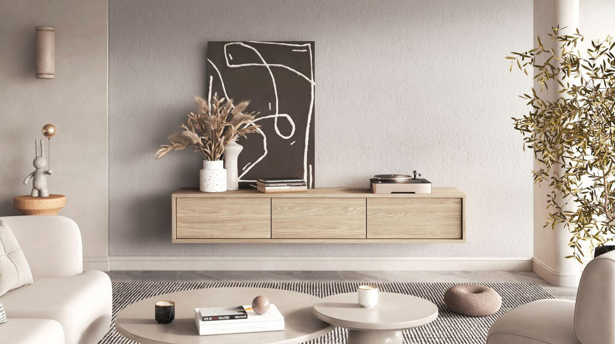 TV-LOWBOARD Moddern Eiche 180/32/36 cm - Beige, Holzwerkstoff (180/32/36cm) - Selsey