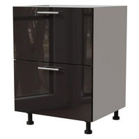 SCHUBLADENUNTERSCHRANK Essen D2A/60/1A Schwarz Hochglanz / Weiß Matt 60 / 50 / 82cm - Schwarz Hochglanz/Schwarz, Holz/Holzwerkstoff (60/82/50cm) - Feldmann-Wohnen