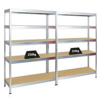 SCHWERLASTREGAL Rivet 2er-Set mit 2x 180x120x45 cm Fachlast 250 kg Verzinkt - Silberfarben, Metall (240/180/45cm) - PROREGAL