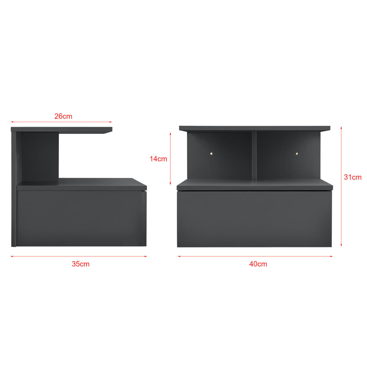 WANDSCHRANK Amberg - Dunkelgrau, Holzwerkstoff (40/31/35cm) - [en.casa]