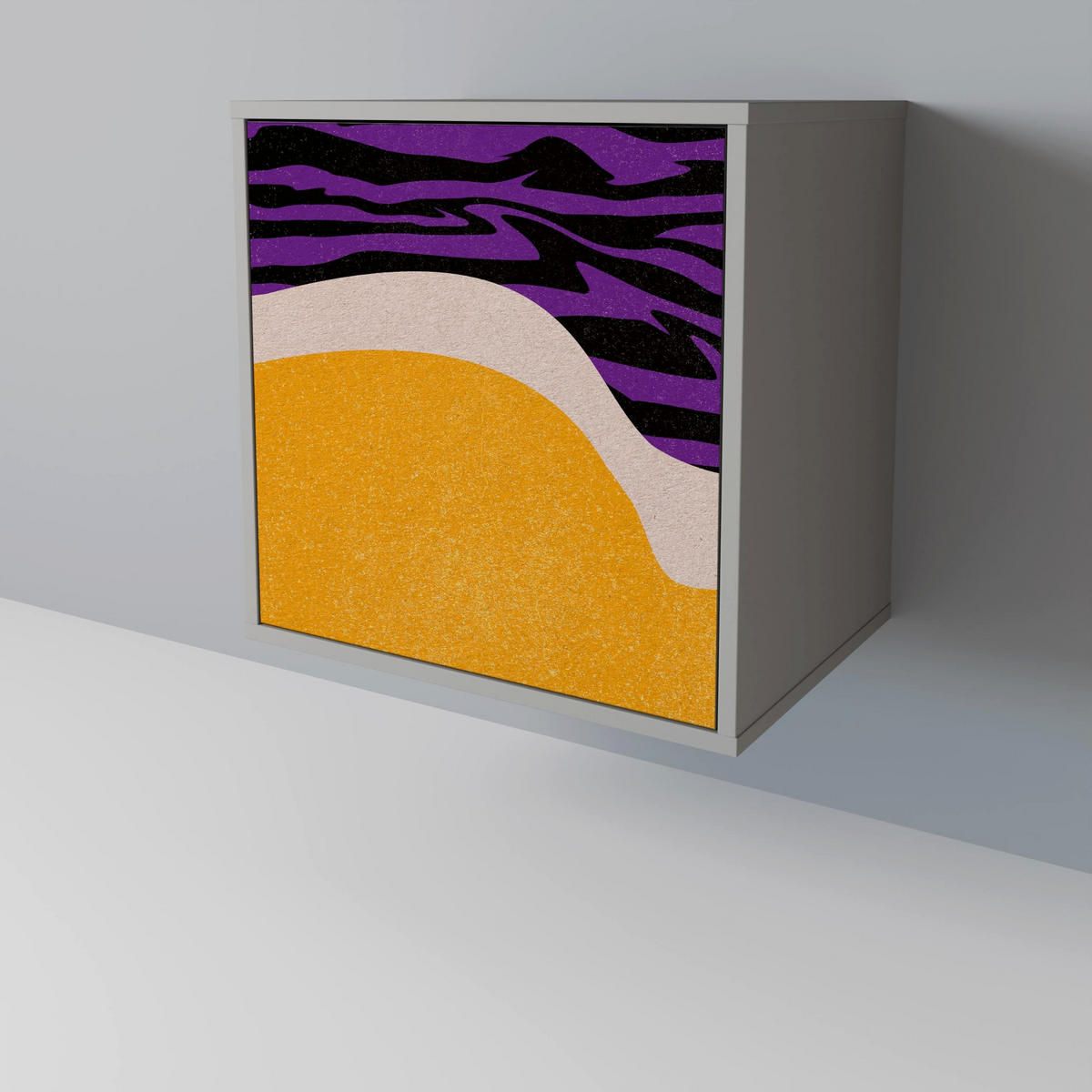 SIDEBOARD INDEPENDENT BORDER, Grau, 57,5x42x77,5 cm, Schräge Buchenholzfüße - Buchefarben/Multicolor, Holzwerkstoff/Buchenholz (57.5/77.5/42cm) - SpaceRebels