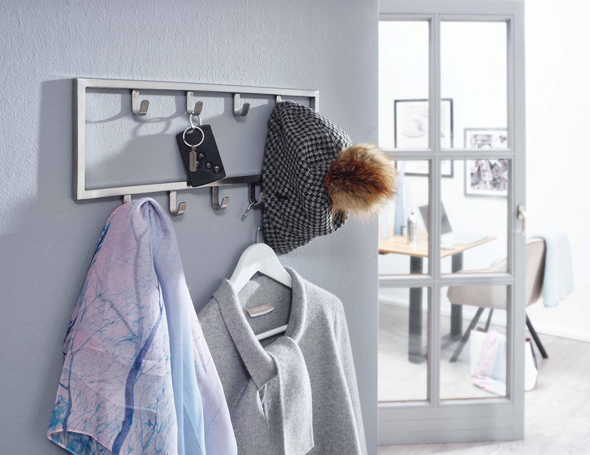 Thumbnail - Kadima Design Wandgarderobe, Silber, Metall, Rechteckig, 50x20x4 cm, Garderobe, Garderobenleisten & Garderobenhaken