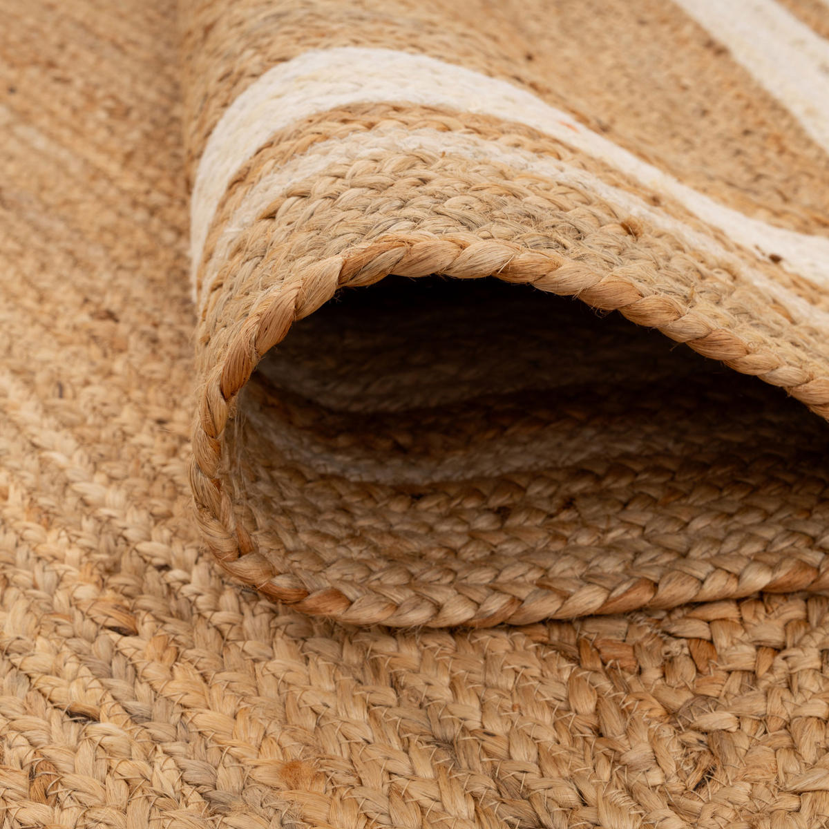 JUTETEPPICH Jute Braided Laurel Beige - Beige, Textil (160/231cm) - Kukoon Rugs