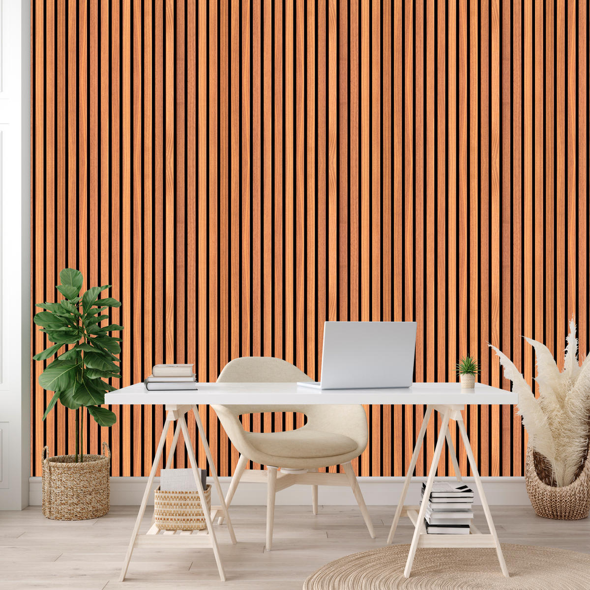 VLIESTAPETE Holzlamellen in 3D-Optik – Braun, Schwarz – 50x1000 cm - Schwarz/Braun, Papier (50/1000cm) - Muralo
