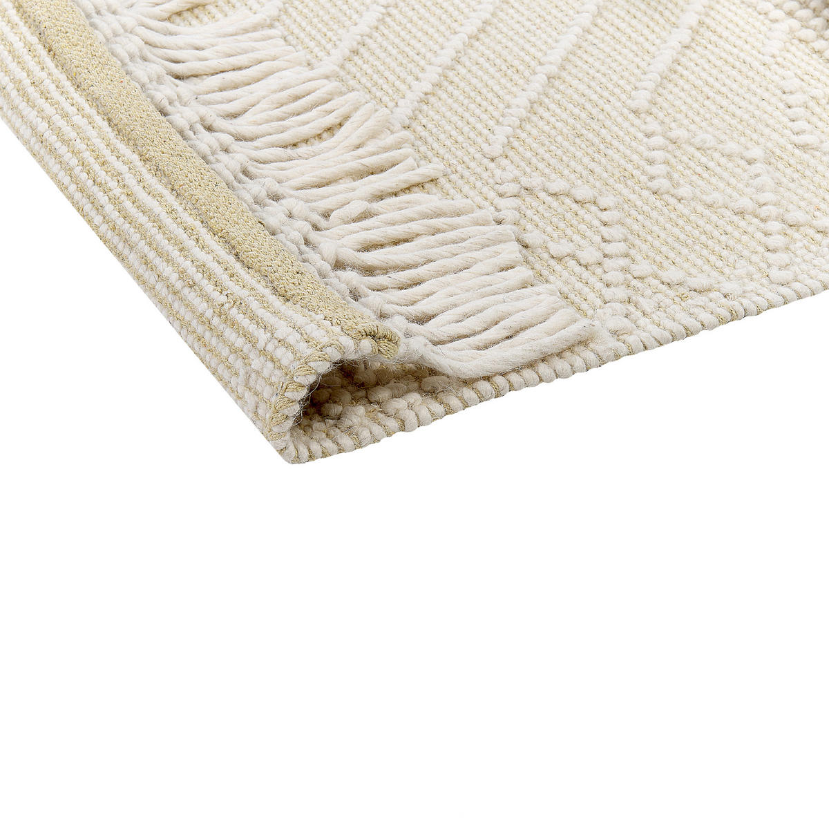 PREPROGA pletena Mavikent 230/160 cm - bež, tekstil (160/230cm) - Beliani