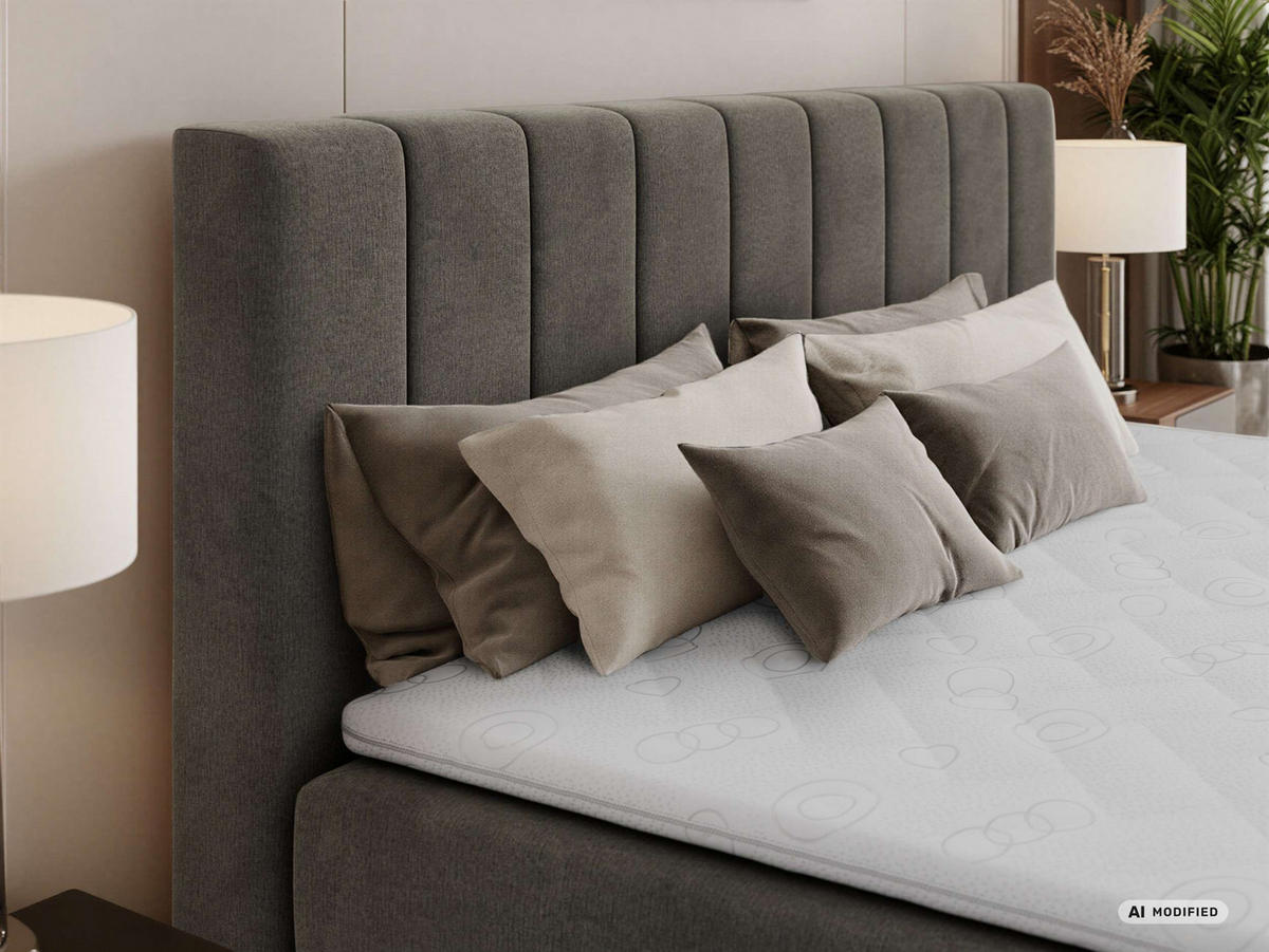 BOXBETT ALVER 200/200 - Dunkelgrau Velvet - Topper T25 - H3 - Dunkelgrau, Textil (200/200cm) - MKS